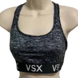 Victorias Secret VSX Sports Bra Light Support Space Gray Black White Medium